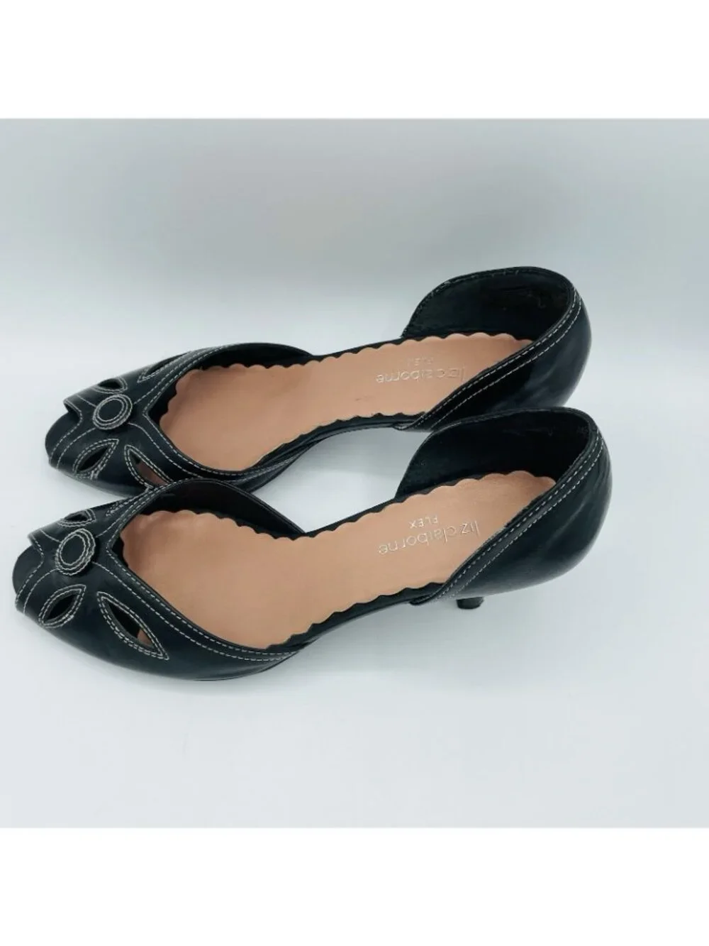 Liz Claiborne Shoes Women Size 9 M Black Leather Giselle Heels Slip On D'Orsay